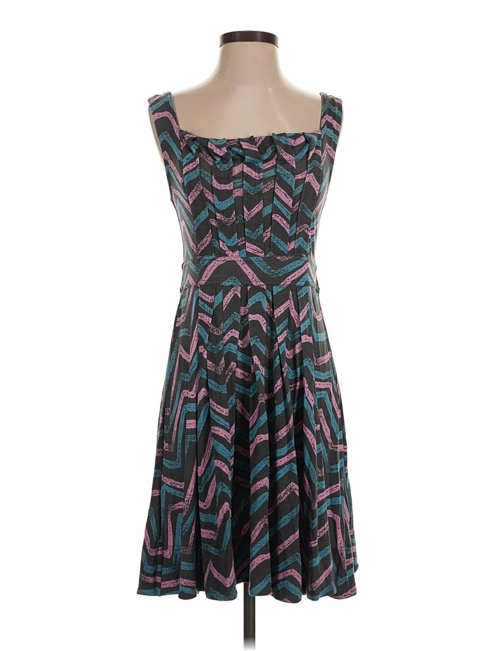 Marc By Marc Jacobs Silk Blend Chevron Pleated Dress, S